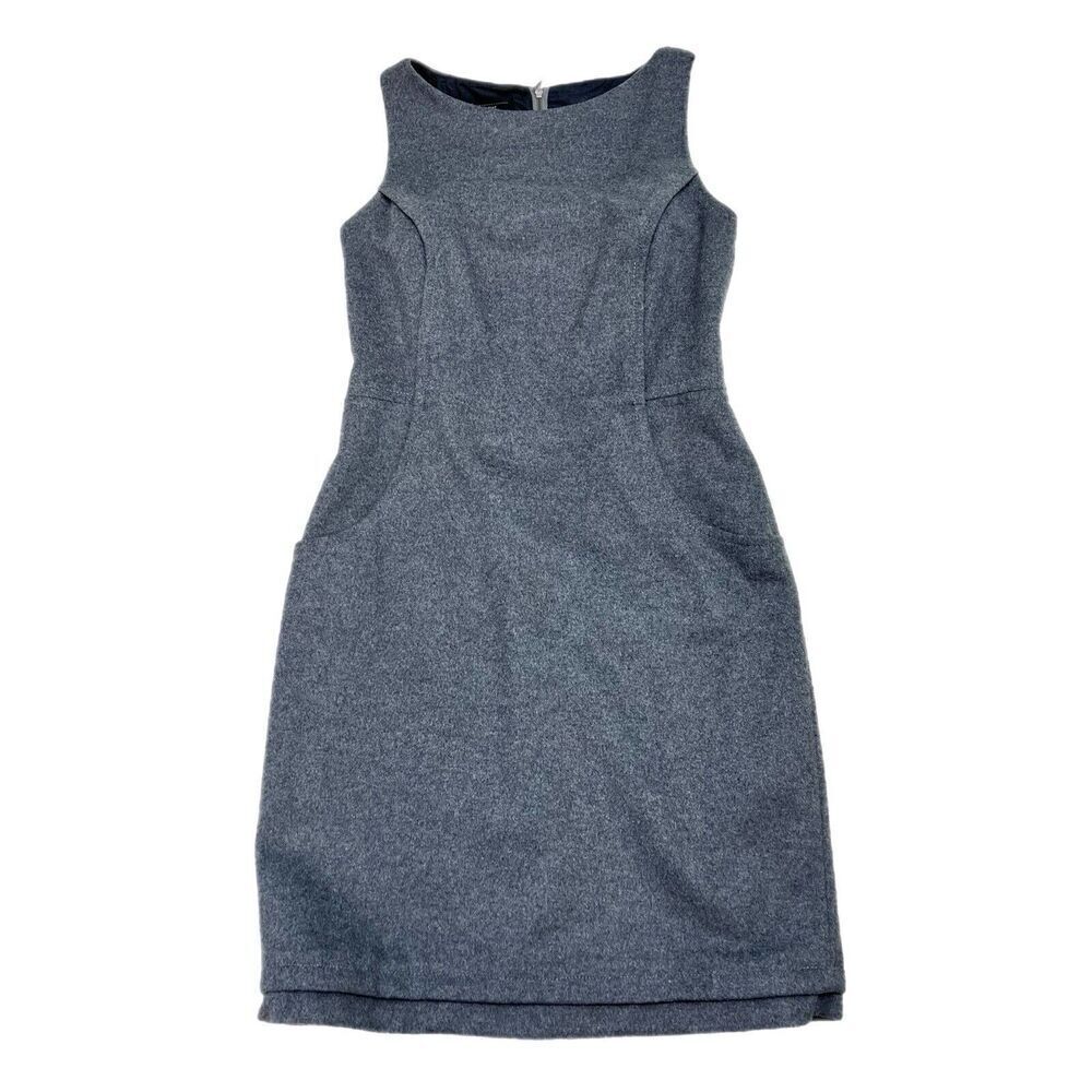 MNG Suit Mango Women Pencil Dress Size 10 Gray Sleeveless Pockets Lined Career